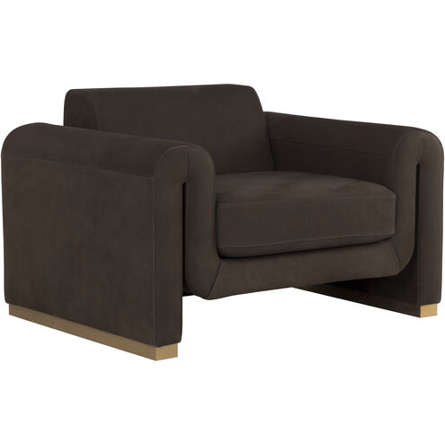 Romer Brushed Gold / Nubuck Cocoa Leather Armchair